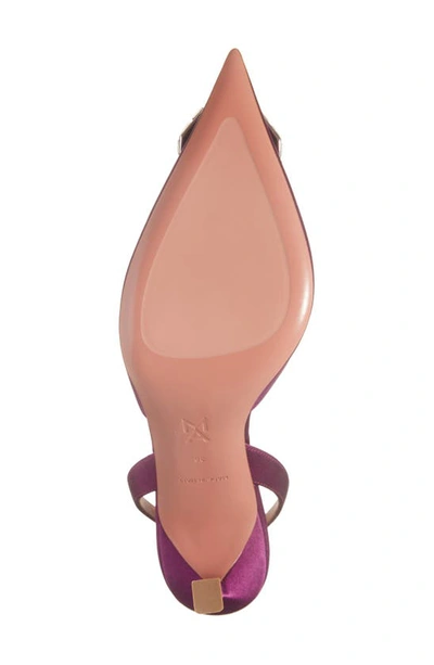 Amina Muaddi Camelia Crystal Buckle Pointed Toe Slingback Pump In Amethyst