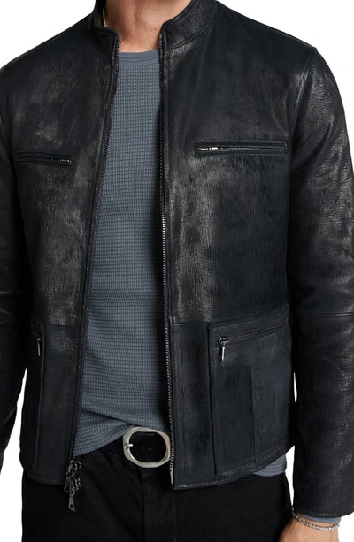 Shop John Varvatos Slim Fit Corded Leather Jacket In Twilight Blue