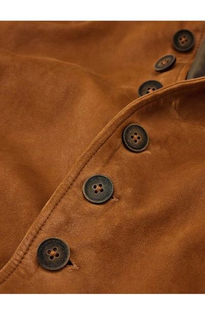 Shop John Varvatos Notch Collar Suede Jacket In Light Ochre Brown