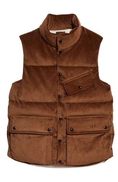 Shop Drake's Corduroy Down Puffer Vest In Tan