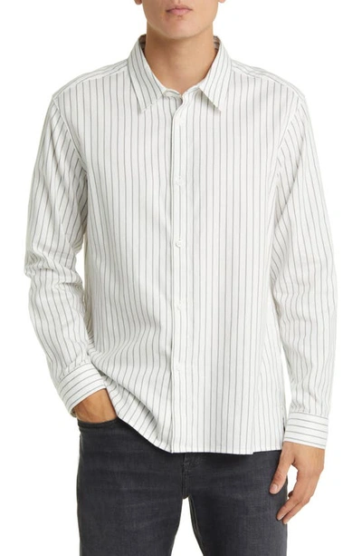 Shop Frame Classic Fit Stripe Cotton Button-up Shirt In Grey Stripe