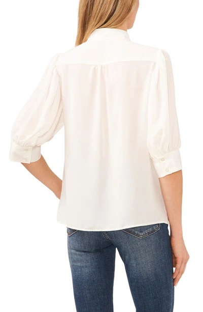 Cece Puff Sleeve Crepe Button-up Shirt In New Ivory