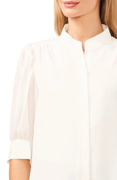 Cece Puff Sleeve Crepe Button-up Shirt In New Ivory