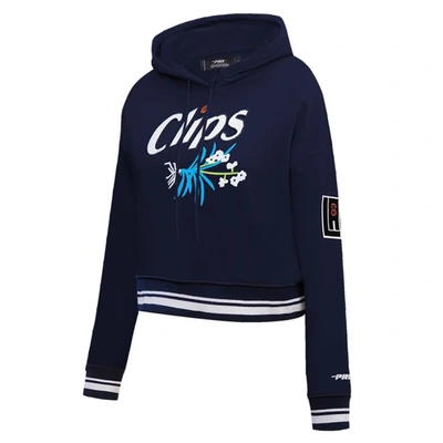 Shop Pro Standard Navy La Clippers 2023/24 City Edition Cropped Pullover Hoodie