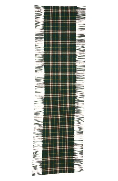 Shop Burberry Check Fringed Cashmere Scarf In Ivy