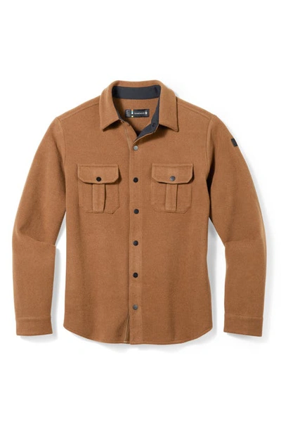 Shop Smartwool Anchor Line Regular Fit Wool Blend Fleece Shirt In Whiskey