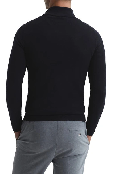 Reiss Maxwell Merino Wool Solid Regular Fit Quarter Zip Polo Shirt In Navy