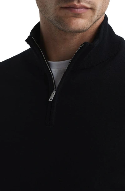 Reiss Blackhall Wool Funnel Neck Half Zip Pullover In Black