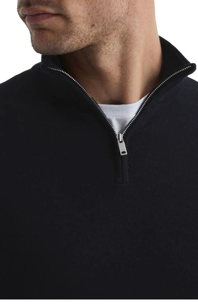 Reiss Maxwell Merino Wool Solid Regular Fit Quarter Zip Polo Shirt In Navy