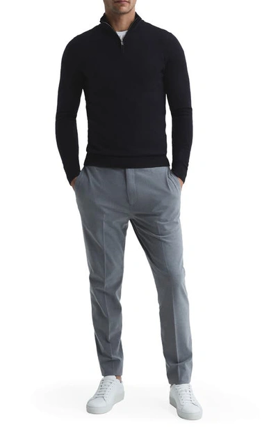 Reiss Maxwell Merino Wool Solid Regular Fit Quarter Zip Polo Shirt In Navy