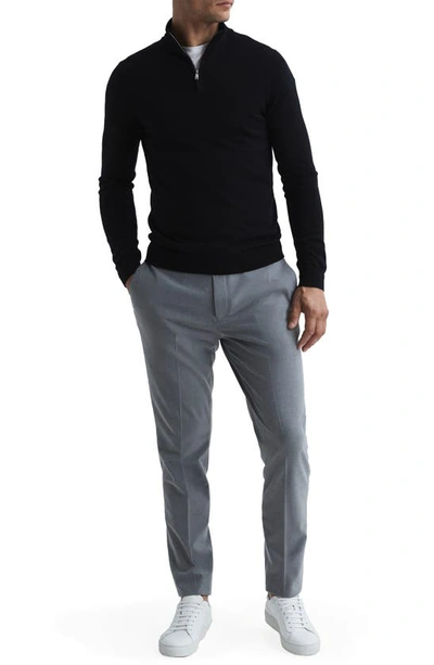 Reiss Blackhall Wool Funnel Neck Half Zip Pullover In Black