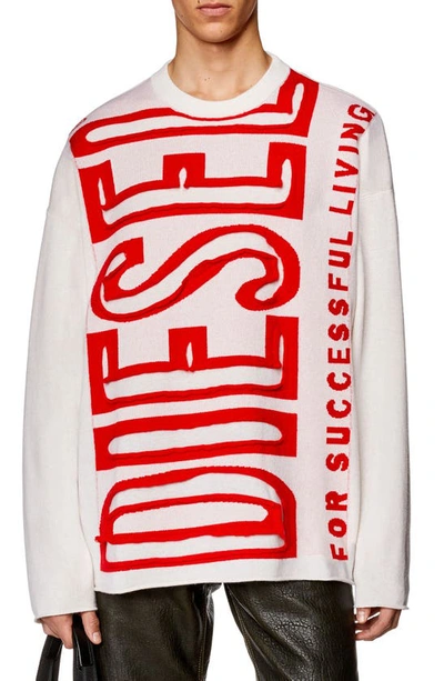Shop Diesel K-floyd Logo Wool Sweater In Off White