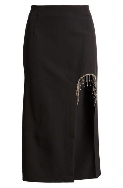Shop Something New Coco Embellished Slit Midi Skirt In Black