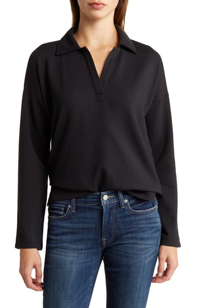 Shop Lucky Brand Collared Pullover In Jet Black