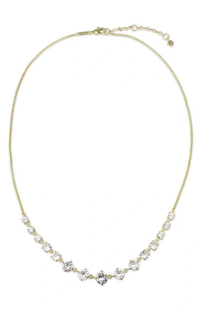 Shop Covet Cubic Zirconia Frontal Necklace In Clear