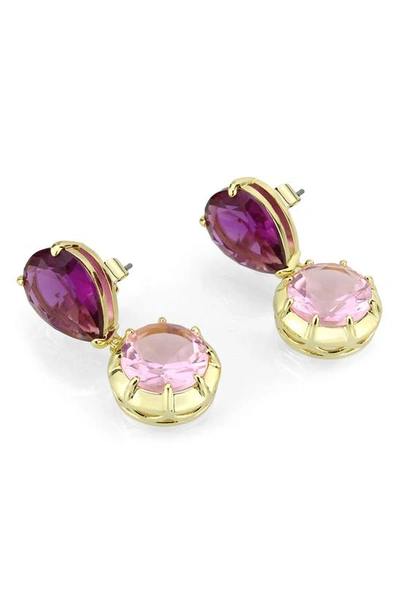 Shop Covet Crystal Drop Earrings In Fuchsia