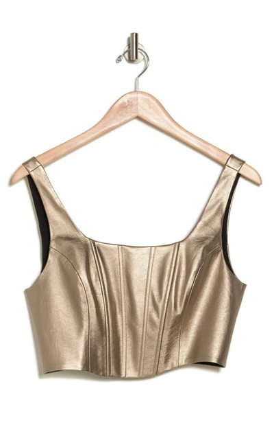 Shop Bcbgeneration Faux Leather Top In Bronze Gold