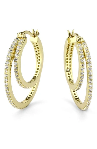 Shop Covet 14k Gold Plated Cz Double Hoop Earrings