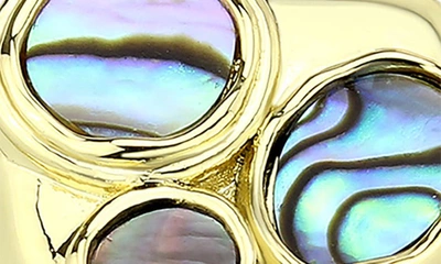 Shop Covet 14k Gold Plated Abalone & Mother-of-pearl Statement Ring In Blue