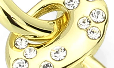 Shop Covet Pavé Crystal Key Drop Huggie Hoop Earrings In Gold