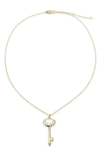 Shop Covet Pavé Crystal Key Pendant Necklace In Gold