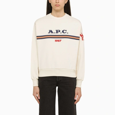 Shop Apc A.p.c. Maxine Ecru Sweatshirt With Logo