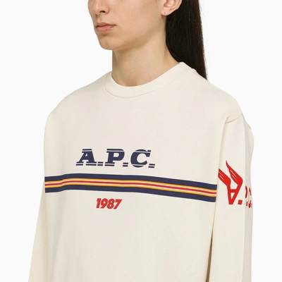 Shop Apc A.p.c. Maxine Ecru Sweatshirt With Logo