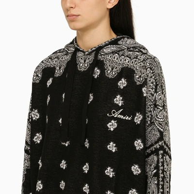 Shop Amiri Black Knitted Paisley Hoodie