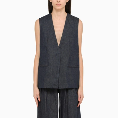 Shop Amiri Blue Cotton Waistcoat