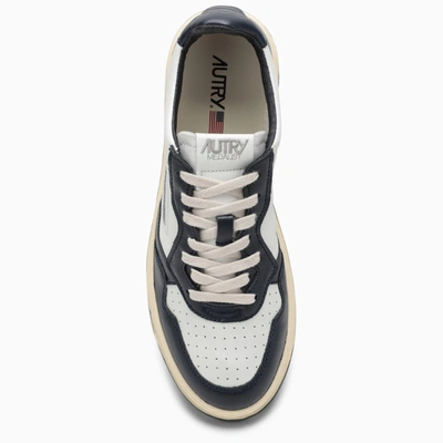 Shop Autry White/blue Leather Medalist Low Top Sneakers