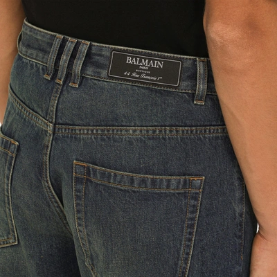 Shop Balmain Blue Regular Denim Jeans