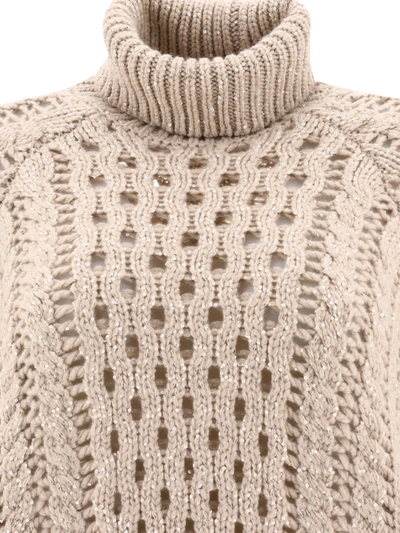 Shop Brunello Cucinelli Openwork Turtleneck Sweater