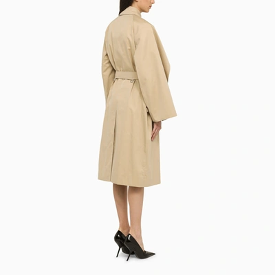 Shop Burberry Honey Cotton Double Breasted Trench Coat
