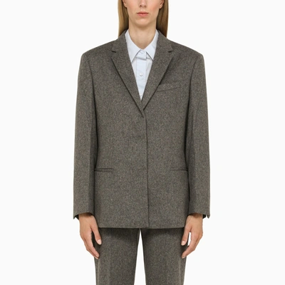 Shop Calvin Klein Grey Wool Tailored Jacket