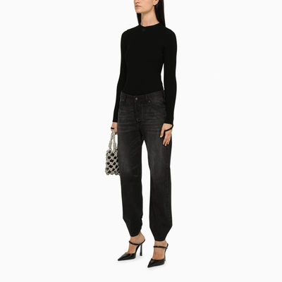 Darkpark Boyfriend Jeans With Ankle Ties And Faded Effect In Brown