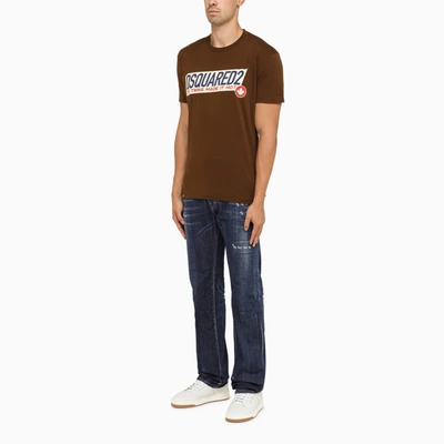 Shop Dsquared2 Brown Crew Neck T Shirt With Logo