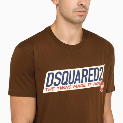 Shop Dsquared2 Brown Crew Neck T Shirt With Logo