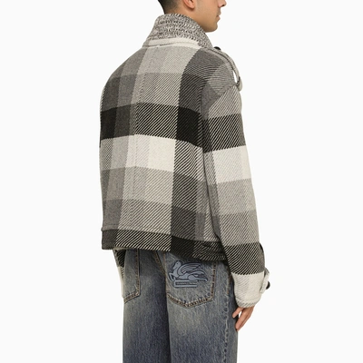 Shop Etro Grey Jacket With Check Pattern