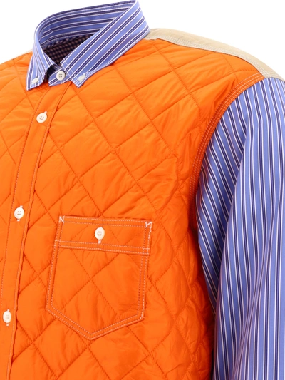 Shop Junya Watanabe Man Striped Cotton & Nylon Ripstop Shirt