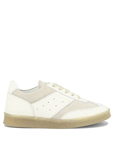 Shop Mm6 Maison Margiela Leather And Suede Sneakers