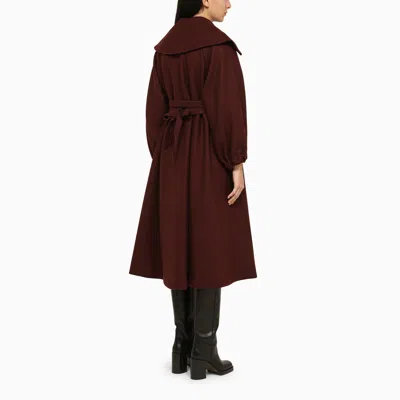 Shop Patou Wine Wool Double Breasted Coat