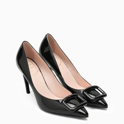 Shop Roger Vivier Choc Black Leather Decollettè