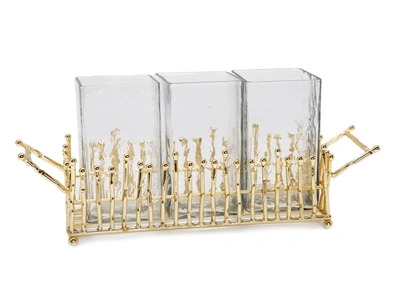 Shop Classic Touch Decor Cutlery Holder With Gold Symmetrical Design