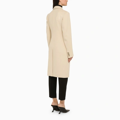 Shop Sportmax Ivory Wool Double Breasted Coat