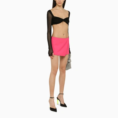 The Andamane High Waist Mini Length Wrap Skirt In Pink