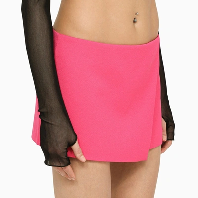 The Andamane High Waist Mini Length Wrap Skirt In Pink