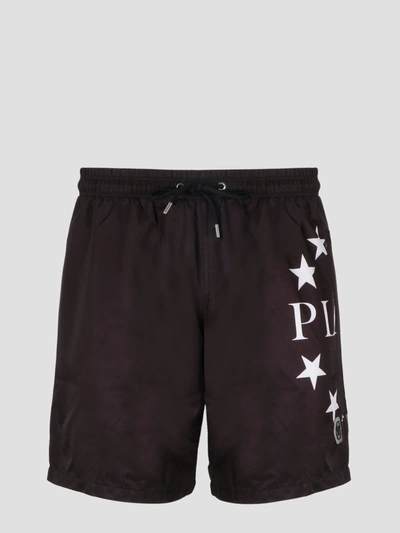 Shop Philipp Plein Stars Swim Trunk In Black