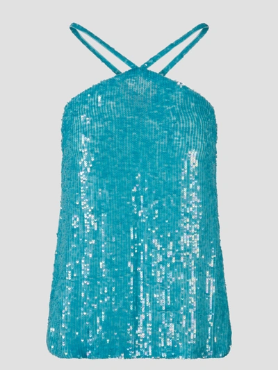 Shop P.a.r.o.s.h Sequins Blouse In Blue