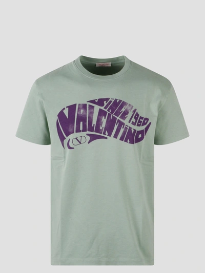 Shop Valentino Surf Print T-shirt In Green