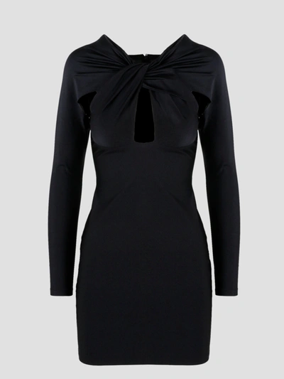 Shop Coperni Twisted Cut Out Jersey Dress In Black